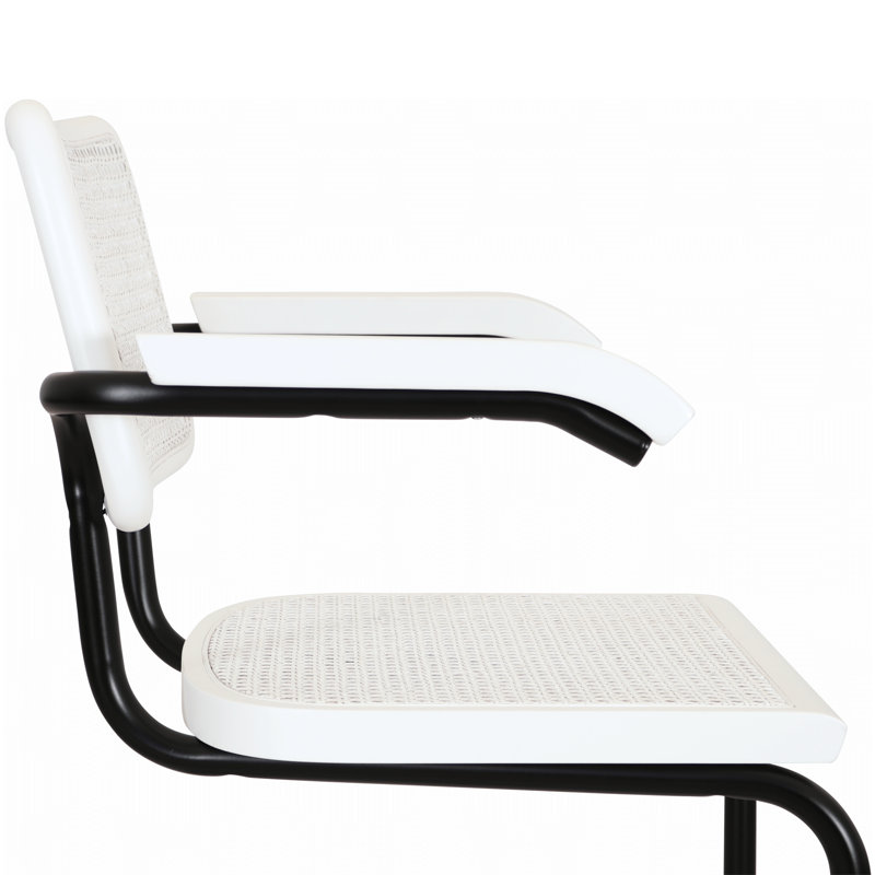 Marcel Breuer Cesca Cane Cantilever Dining Armchair Arm Chair, White/Black