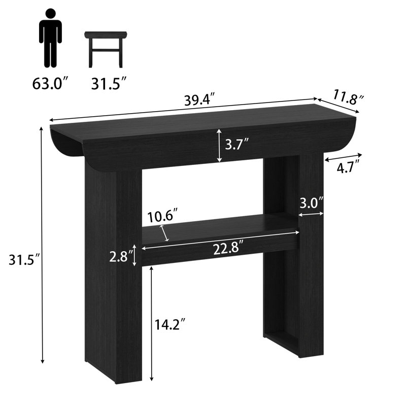 Modern 39" Narrow  Console Table,  Entryway Table Foyer Table with Tape Lights