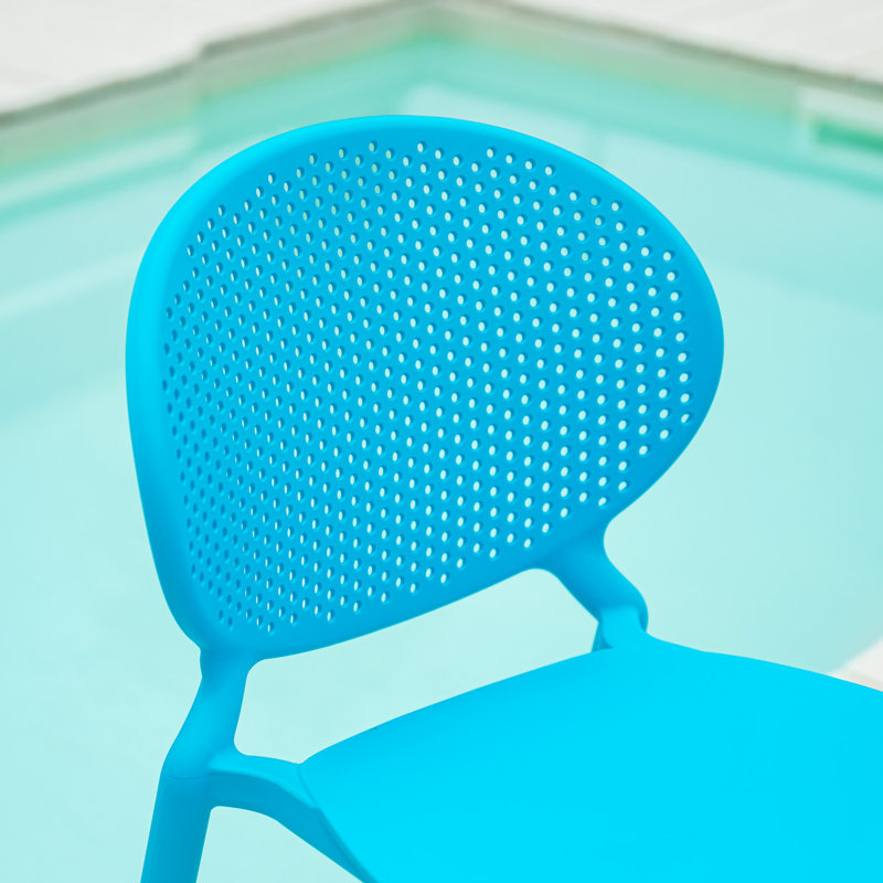 Suze Stacking Patio Dining Side Chair, Blue