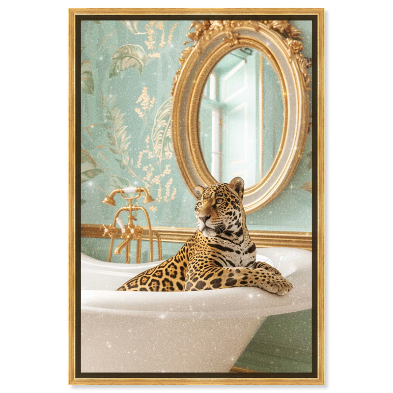 Art de salle de bain Jaguar, Cadre doré, H 37 po x l 25 po
