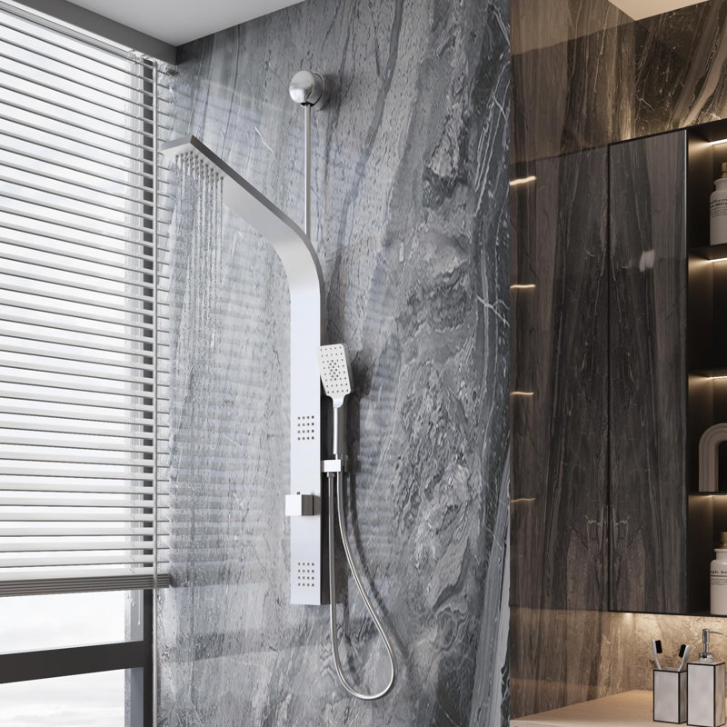 Système de tour de panneau de douche, ensemble de garniture de douche, pomme de douche à pluie avec douche à main, 2 jets de corps