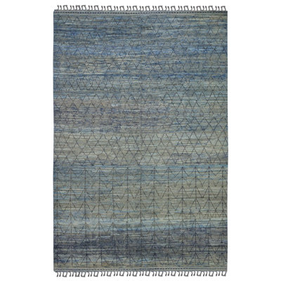 Moroccan One-of-a-Kind 9'8" X 15'1" New Age Wool Area Rug in Blue