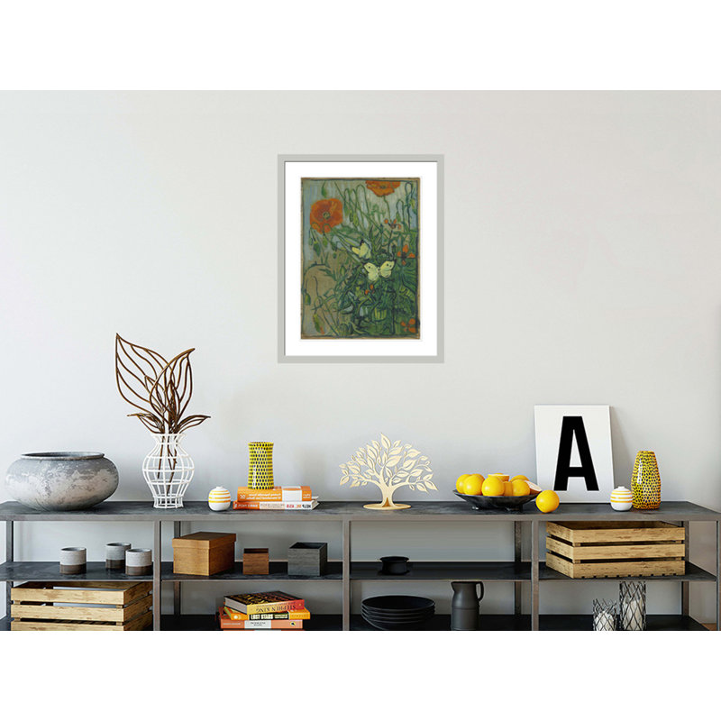 «Butterflies and Poppies» par Vincent van Gogh, impression giclée encadrée, 29.45" H x 23.5" W