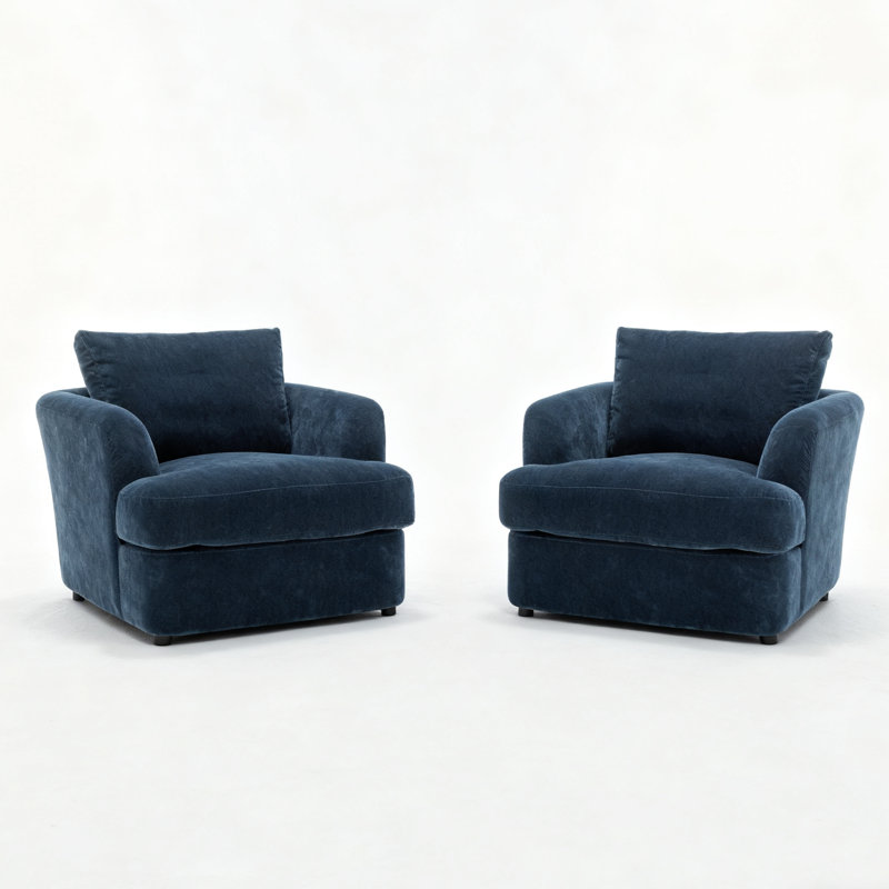 Alameda Velvet Upholstered Armchairs (Set Of 2), Pacific Velvet