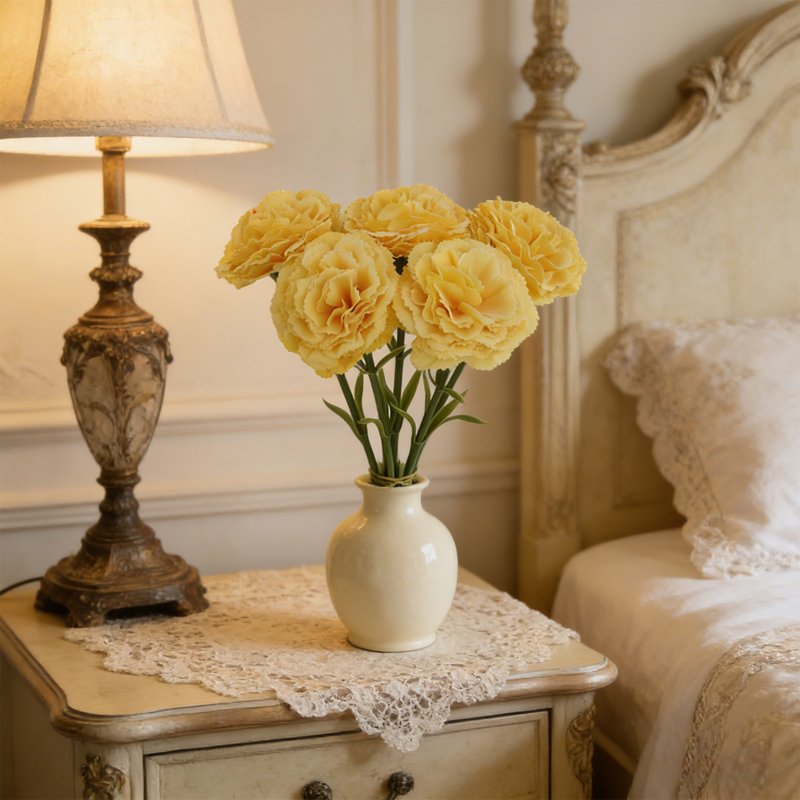  Faux fleurs artificielles pour la décoration de la maison Œillet artificiel bouquet de soie et mariage décoration de salon extérieur et bouquet de photos