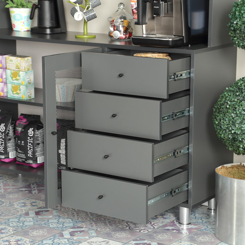 Modern Multi-Purpose Cabinet, Anthracite, 55.1 x 73.6 x 15.7 inches | 100% Chipboard Construction, Wall-Mountable, 10-inch Legs, Ample Shelving, Ideal for Home Office & Living Room, Stylish & Functional Storage Solution