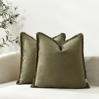 Cozy Soft Washed Linen Textured Boho Farmhouse Pillow Cover With Tassels Edge