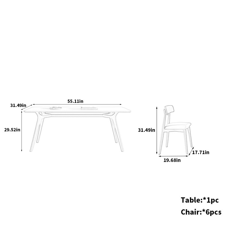 Classic Oak Dining Table and Chairs, 29.52"H x 55.11"L x 31.49"W
