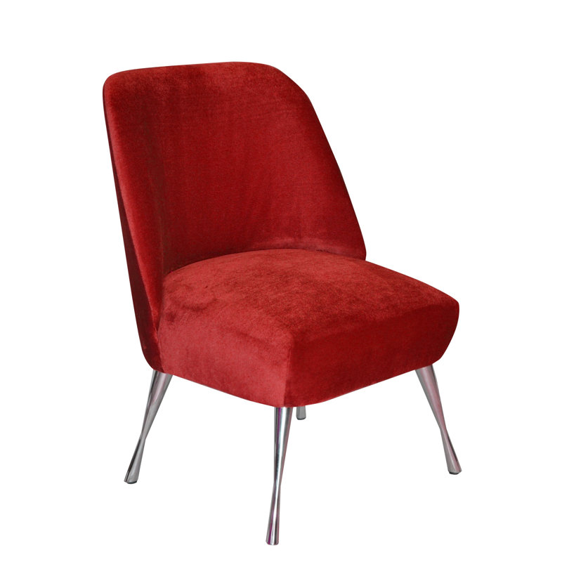 Vintage Velvet Slipper Chair, Red
