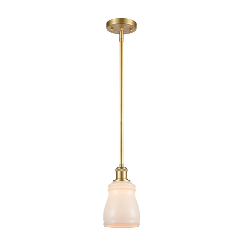 Luminaire suspendu en forme de cloche à 1 lumière Mccarver, Blanc, Ampoule non incluse, Or satiné