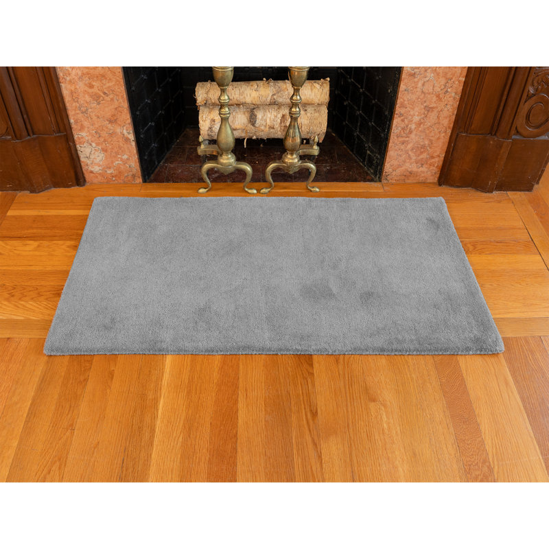 Tapis rectangulaire uni gris tourterelle, 44 x 22 po