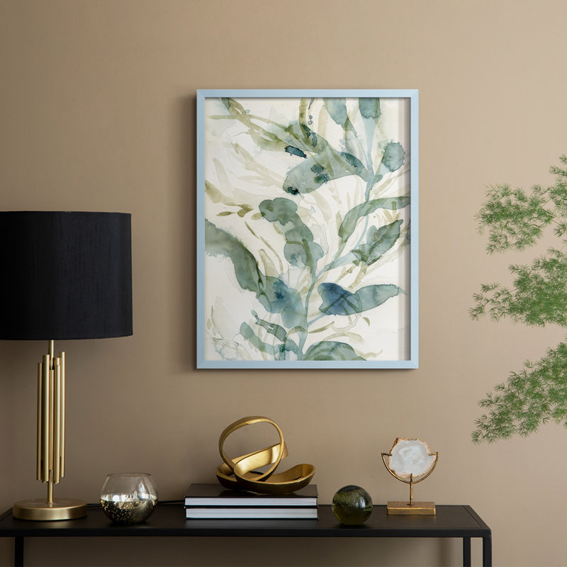 Underwater Botany III, reproduction encadrée - bois massif, Bleu, H 15 po x l 12 po