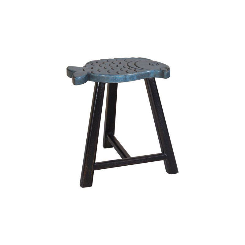 Mattison Solid Wood Accent Stool, Blue