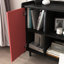 Buffet noir et rouge avec 2 tiroirs ouverts-819358026