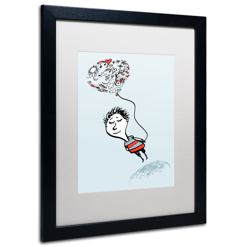 « love balloon » par carla martell, art encadré, Blanc, H 20 po x l 16 po