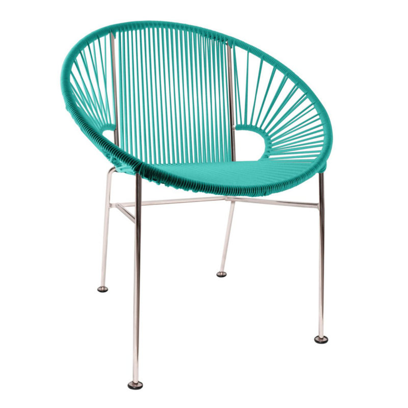 Concha Indoor/Outdoor Handmade Dining Chair, Chrome, Turquoise
