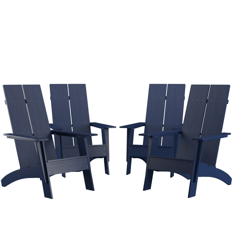 Chaises de style Adirondack intérieur / extérieur à double lattes Balasi, Marine
