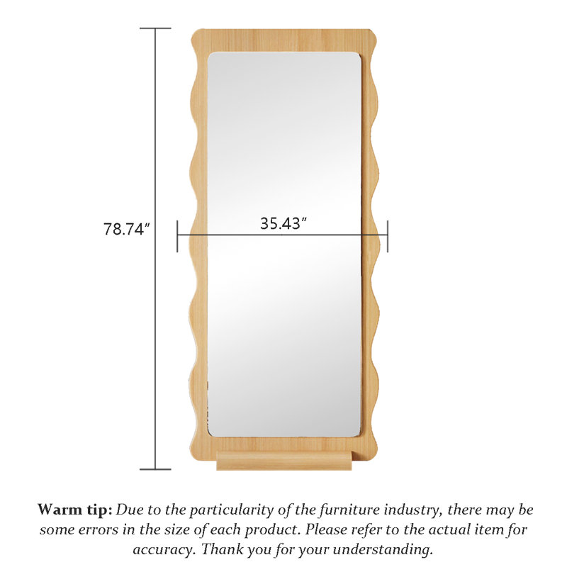 Miroir pleine grandeur de style médiéval, 35,43 po x 78,74 po, Brun