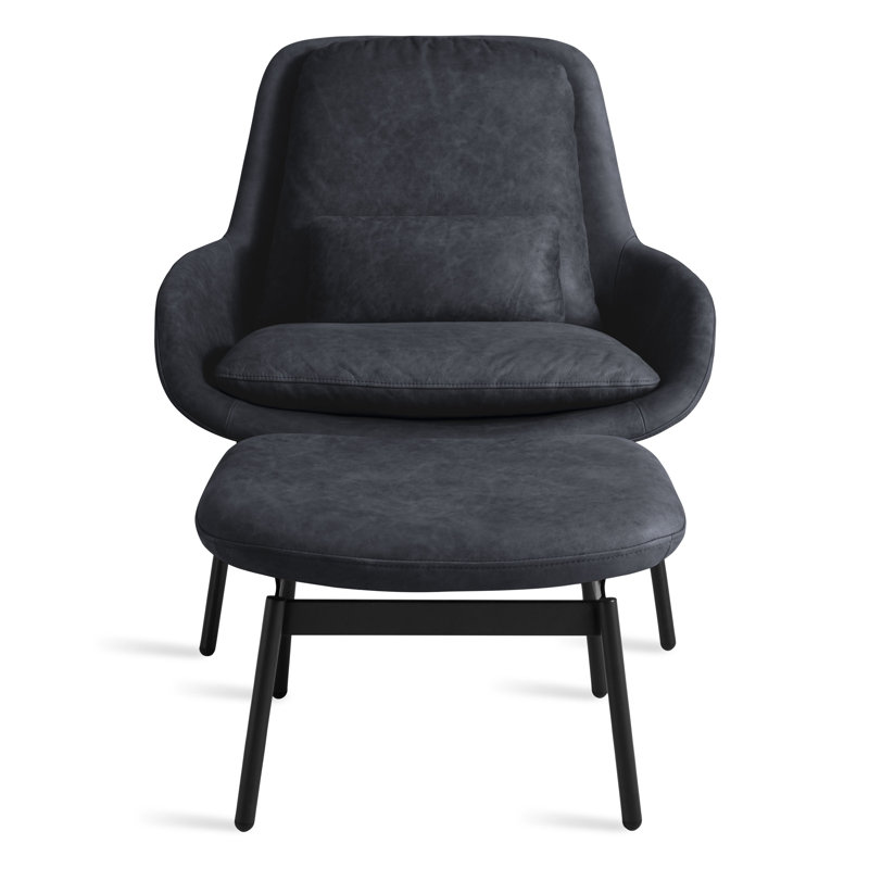 Field Ottoman, Ink Genuine Leather