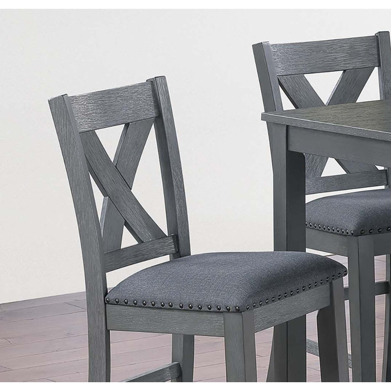 Table de salle à manger moderne 7 pièces gris avec 6 chaises en X, H 36 po x l 60 po x P 36 po
