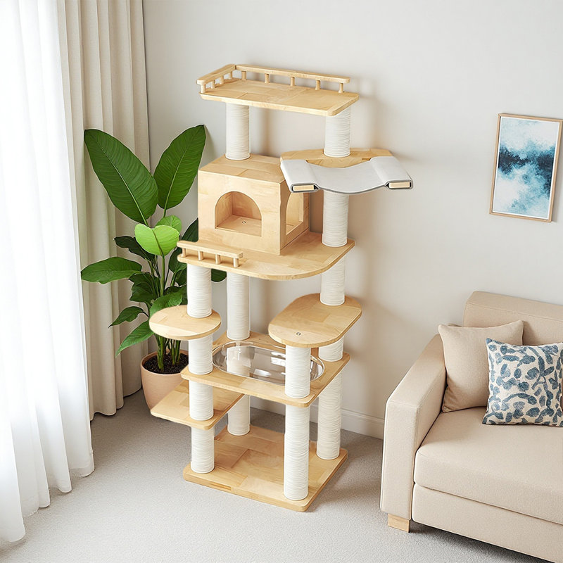 Grand arbre à chat en bois massif