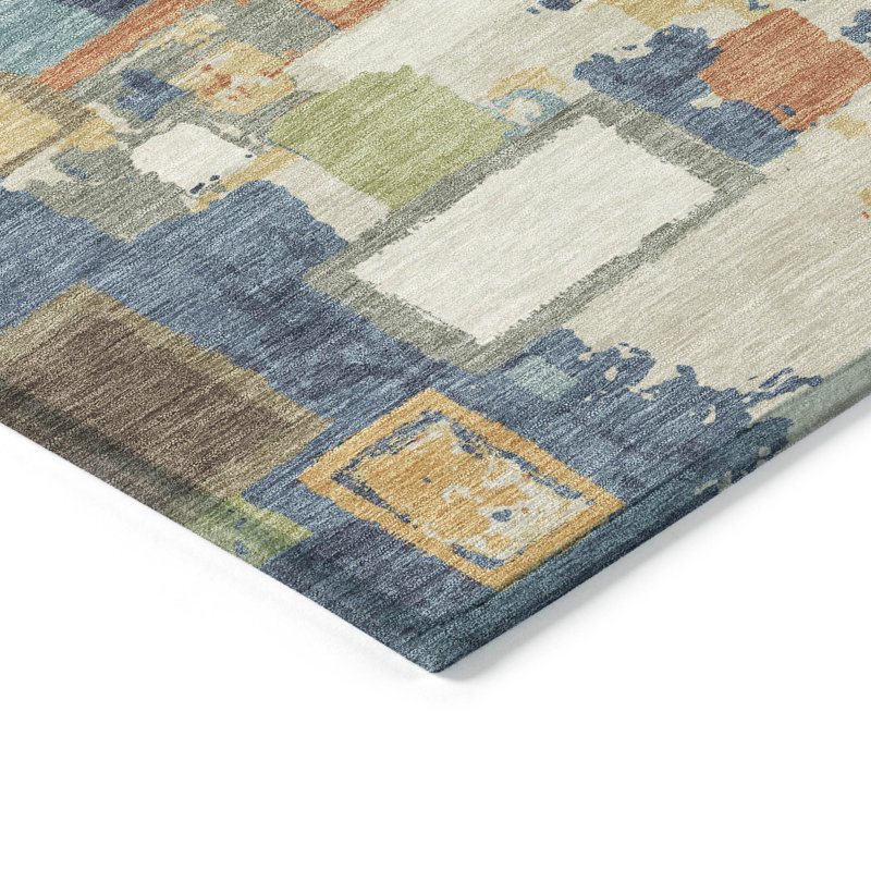 Machine Washable Indoor/Outdoor Gursevak ACN2246 Geometric Rug, Round 8'