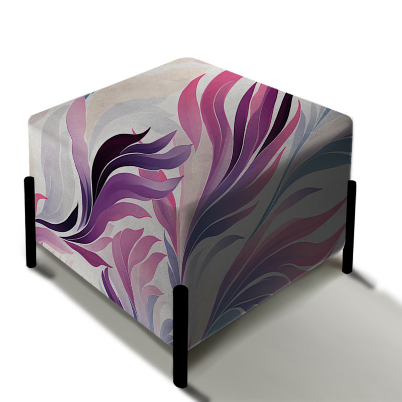 Mauve et bleu Love Ikat Infusé Blooms - Repose-pieds carré floral