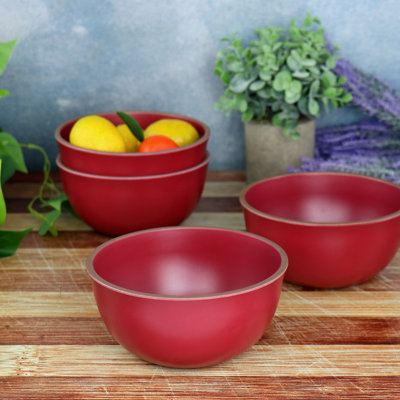 4 Piece 6.1 Inch Melamine Cereal Bowl Set in Blue