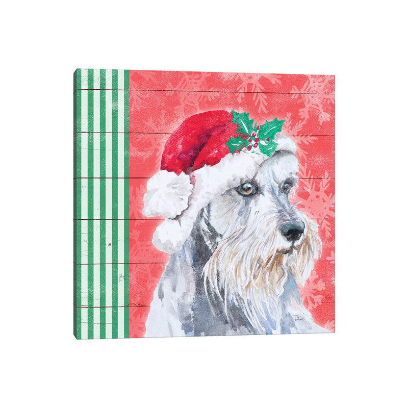 "Holiday Puppy V" par Patricia Pinto, reproduction d’art, Toile tendue, Pas de tapis, H 37 po x l 37 po x P 1,5 po