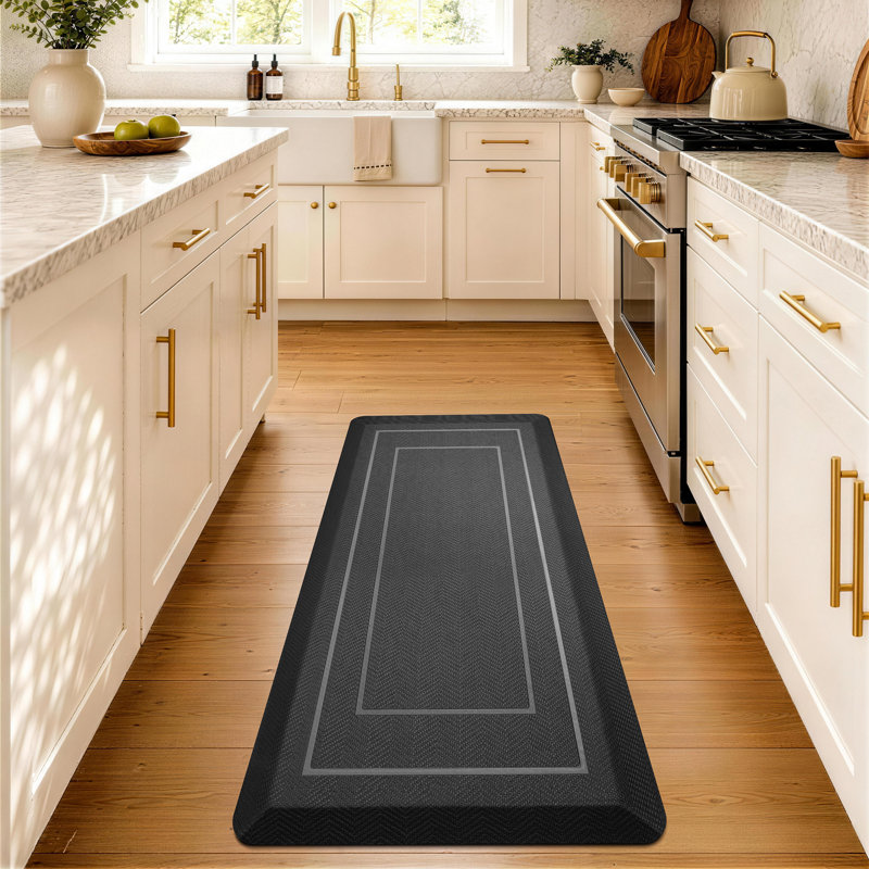 Tapis de cuisine 0,8 po en mousse haute densité, L 39 po x l 20 po, Noir