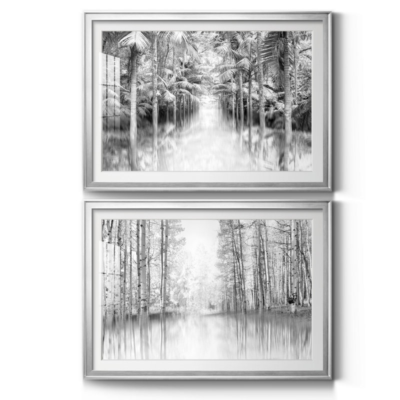 Toile encadrée de qualité supérieure Azores Reflection, Noir, H 18,5 po x l 49 po x P 1,5 po, Blanc