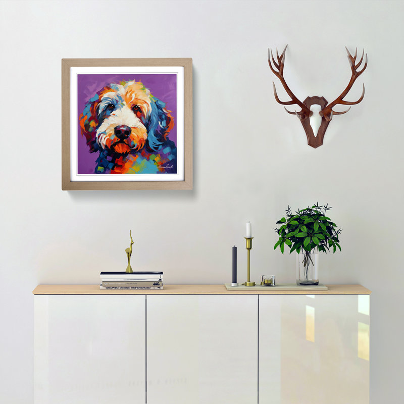 Labradoodle Fauvism No.2 - Framed Print, Oak