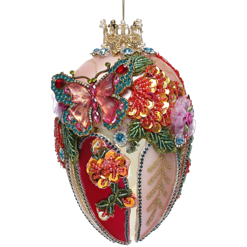 Faberge Jewel Egg Ornament, Pink- 7 Inches