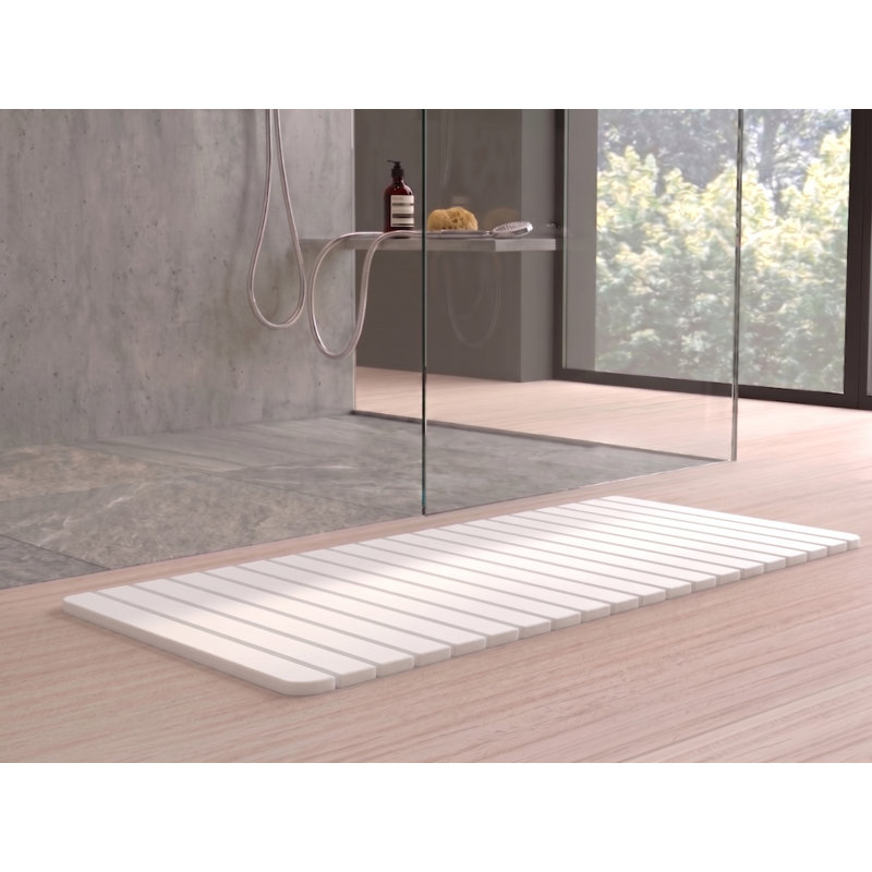 Tapis de bain Diatomite Stone, Blanc, Très grand L 58 po x l 21 po