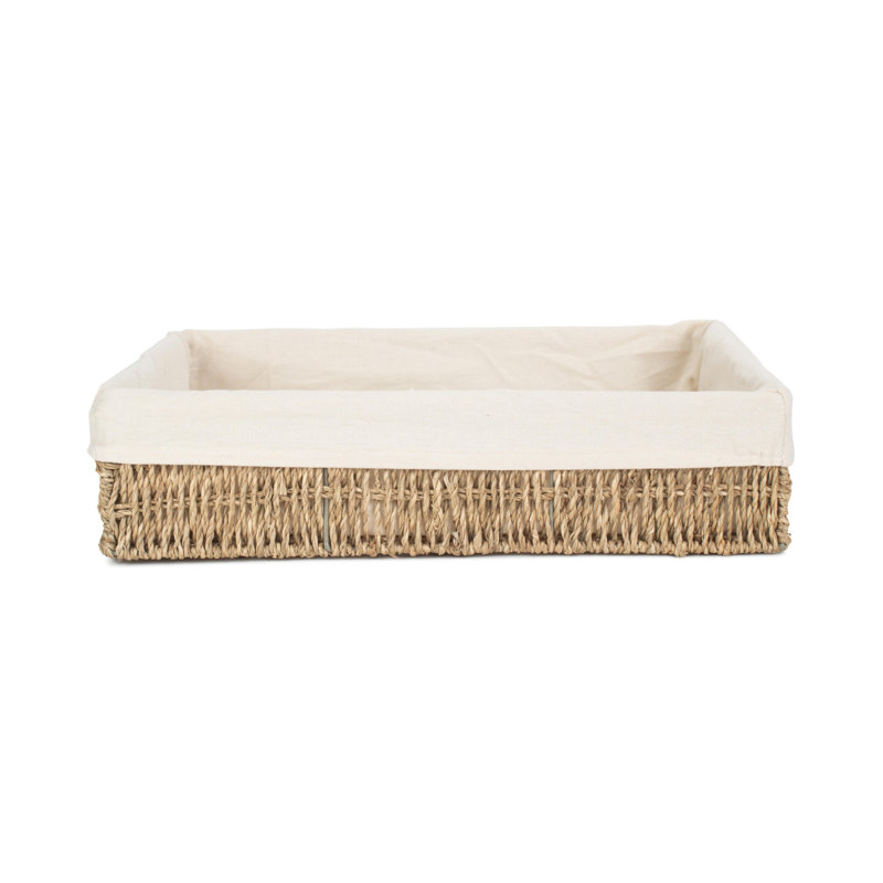 Seagrass Lined Storage Tray Basket, 34cm W x 44cm D