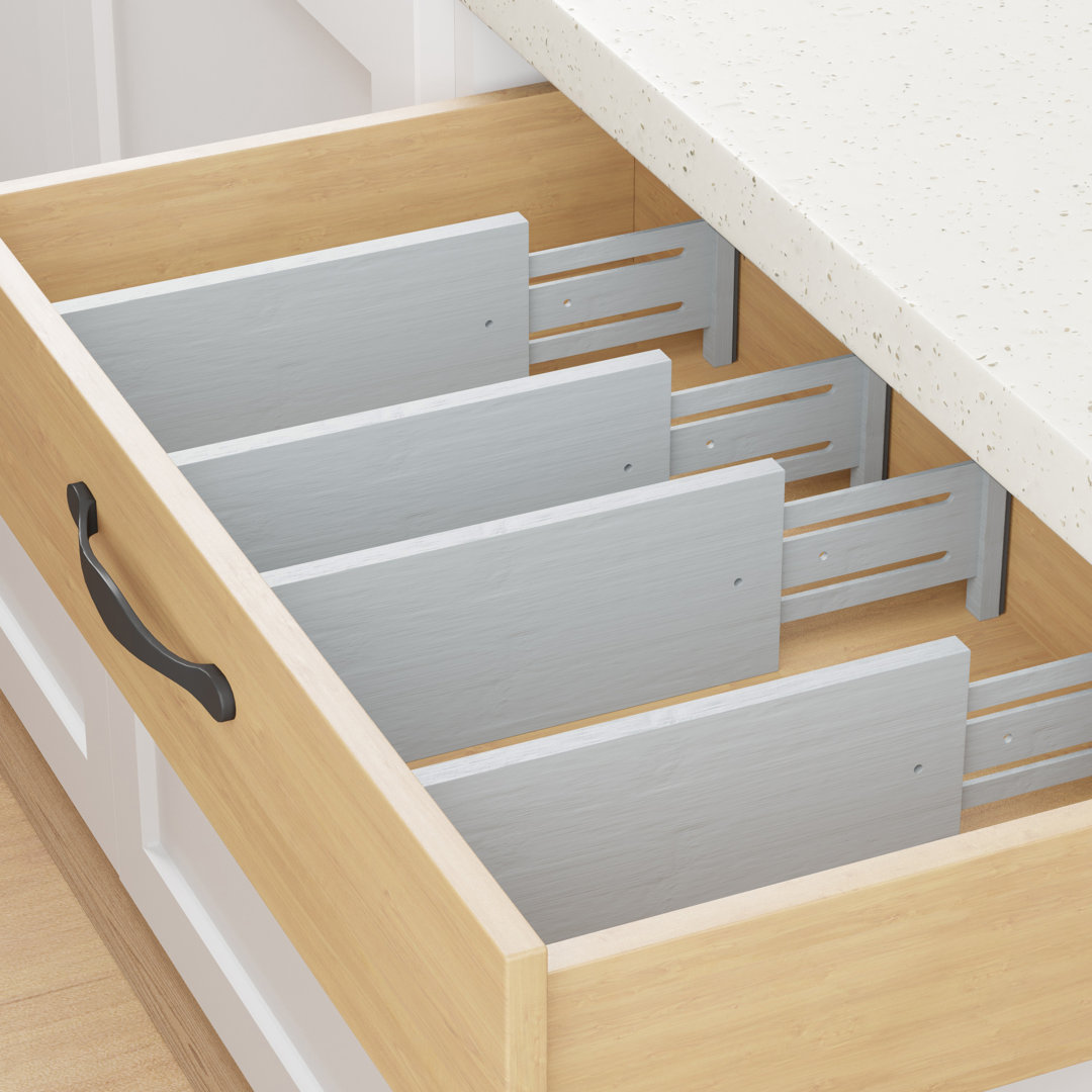 Bamboo Dresser Drawer Dividers, 4-Pack, 4.65" High Adjustable 12.5–17" Drawer Organizer Set for Clothing and Dressers SpaceAid