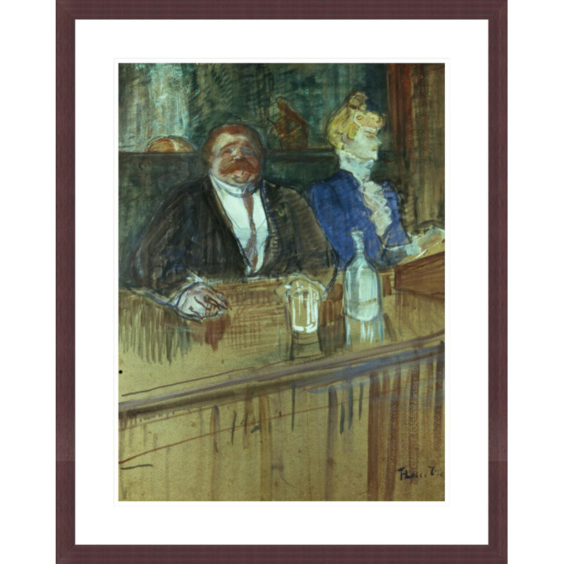 Dans le bar: Le gros propriétaire et le caissier anémié par Henri de Toulouse-Lautrec - Impression Giclée encadrée