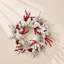 Couronne de Noël enneigée 17,7 pouces avec roses rouges et baies, décor de porte de vacances d'hiver