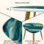 Ensemble de 2 tables gigognes triangulaires en fausse pierre, agate, malachite, menthe, vert, or, veines, table de bout, ensemble de tables d'appoint minimaliste moderne pour le salon, la chambre à coucher