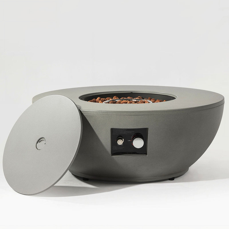 Foyer de table au propane avec support de réservoir, acier rond de 50 000 BTU pour les rassemblements de patio et de cour
