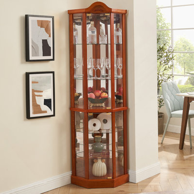 Cabinet Lighted Corner Cabinet Corner Display Curio Cabinet, Display With Light