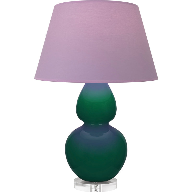 Double Gourd Table Lamp, Lavender/Plum, Jungle Glazed/Silver