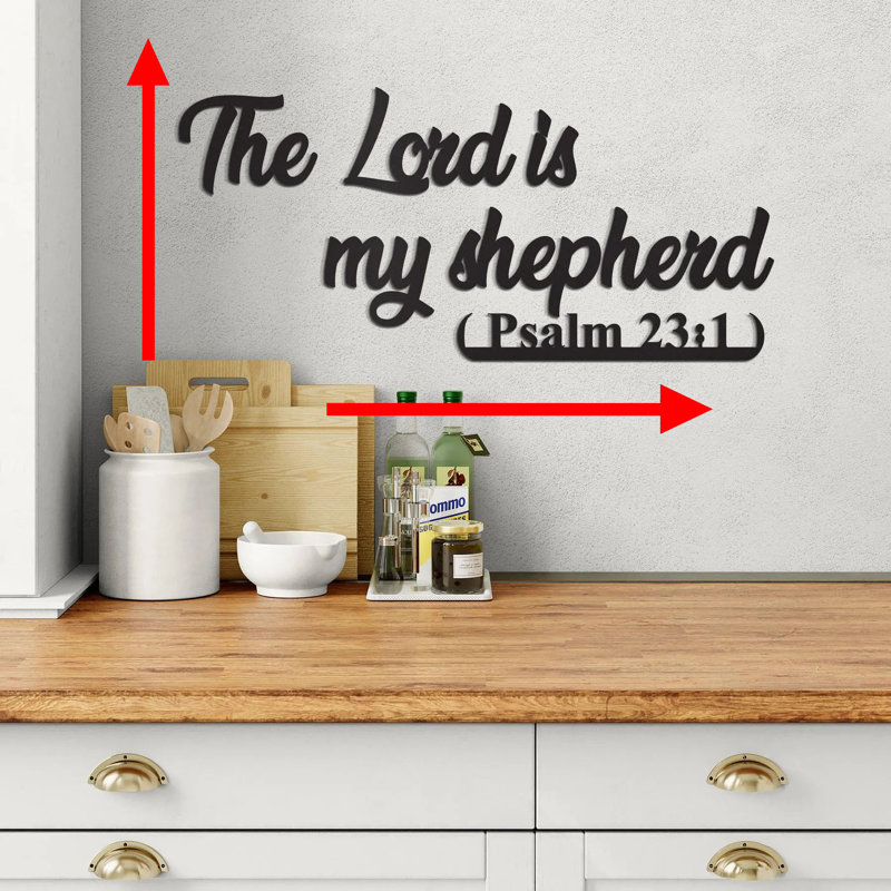 «The Lord is My Shepherd», art mural en métal, signe du psaume 23: 1, verset de la Bible, art de la maison chrétienne, écriture murale, cadeau religieux