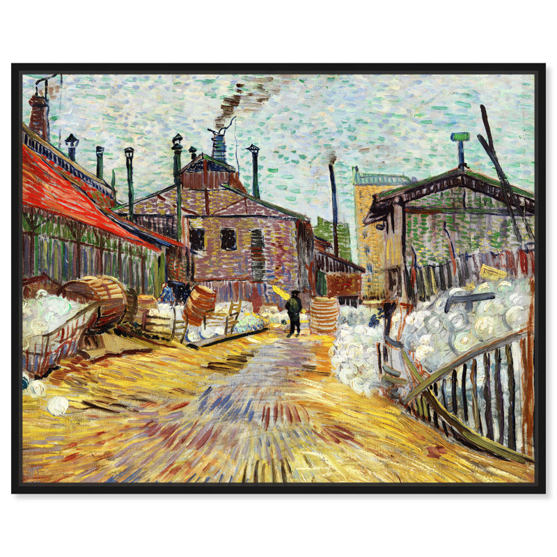 L'usine par Vincent Van Gogh - Peinture, Cadre noir, H 17 po x l 20 po