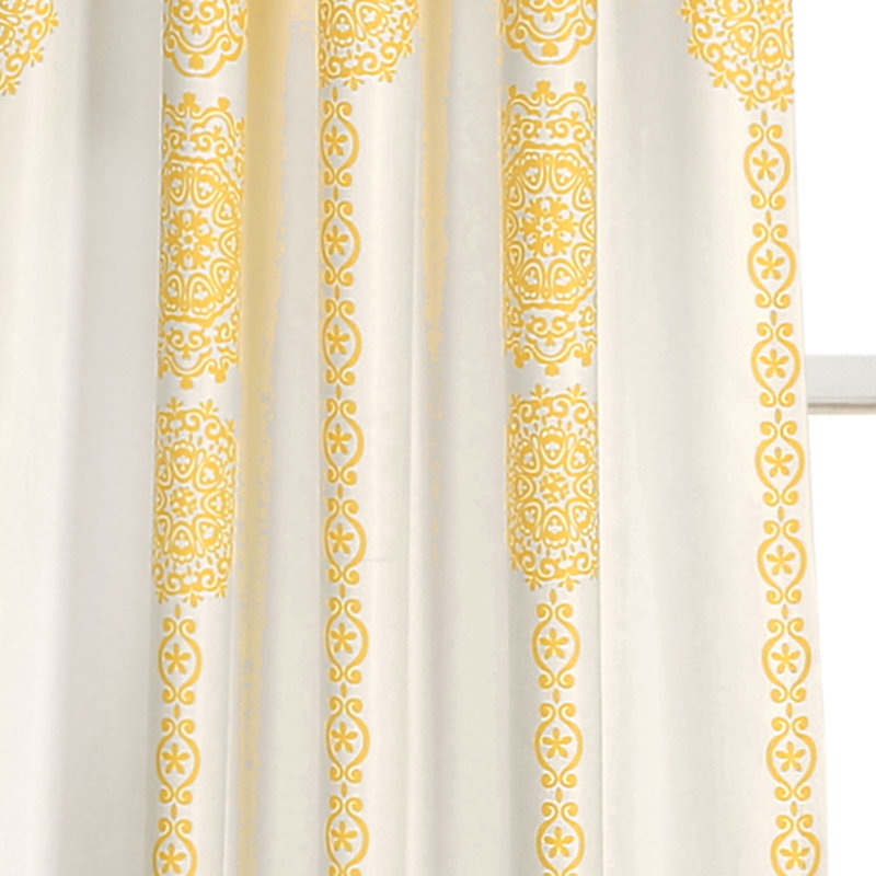 Stripe Medallion Room Darkening Curtain Pair, Yellow, 52" W x 84" L