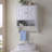 Over The Toilet Storage Cabinet with 2 Doors and Adjustable Shelves, Farmhouse Style, White