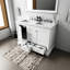 Double blanc 48 po Meuble-lavabo large avec comptoir en marbre, structure de support en bois massif, fermeture silencieuse, compartiments de rangement spacieux et robinet pré-percé
