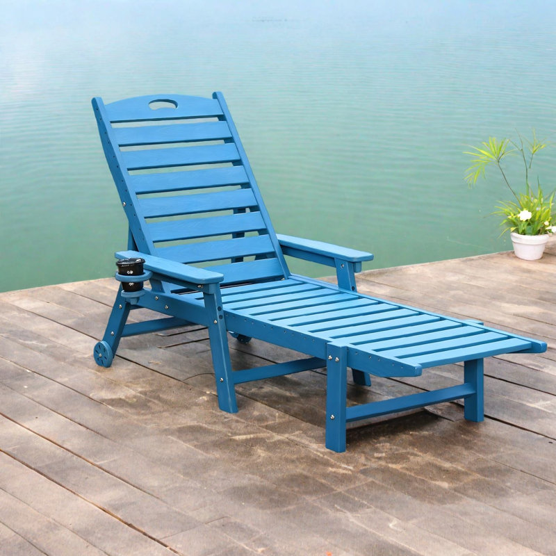 Méridiennes de patio durables en PEHD, salon d'extérieur réglable bleu marine pour le bord de la piscine