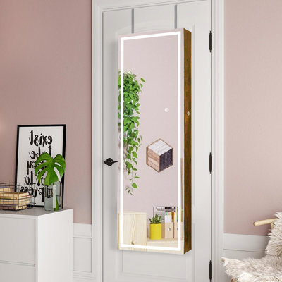 Armoire de rangement à miroir à DEL pour bijoux