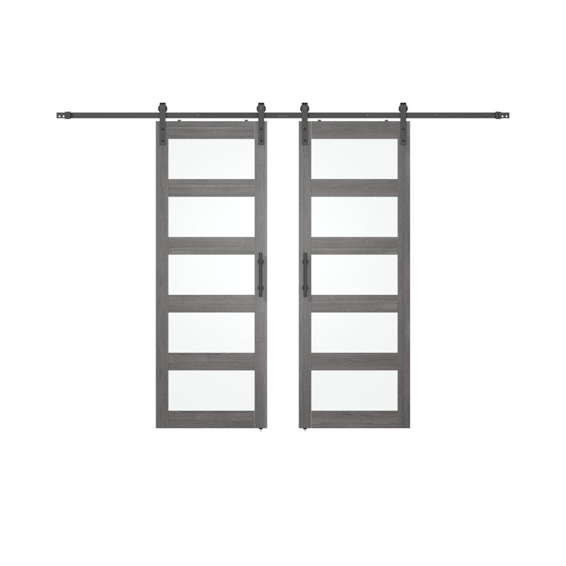 Porte de grange double 84 po, Gris, 60 po x 84 po